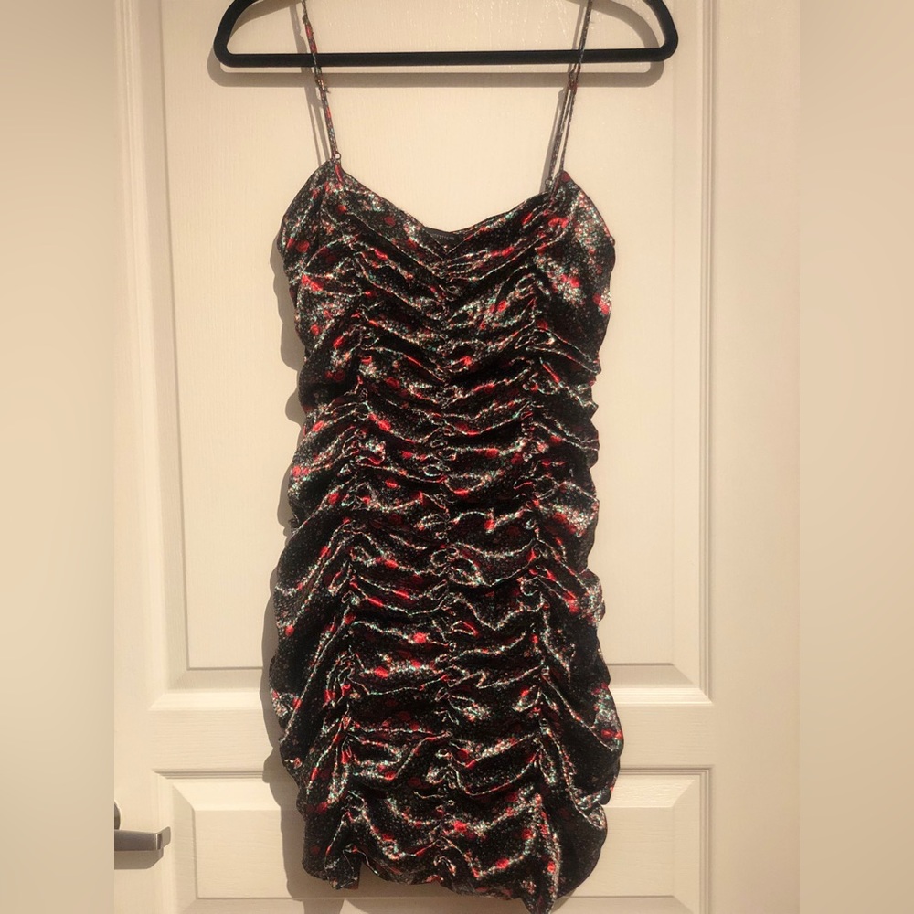 Urban Outfitters Rose Satin Rushed Mini Dress